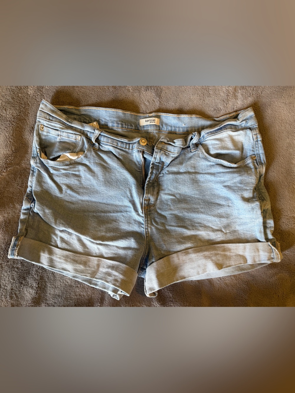Kensie Lightly Distressed Rolled Hem Denim Shorts